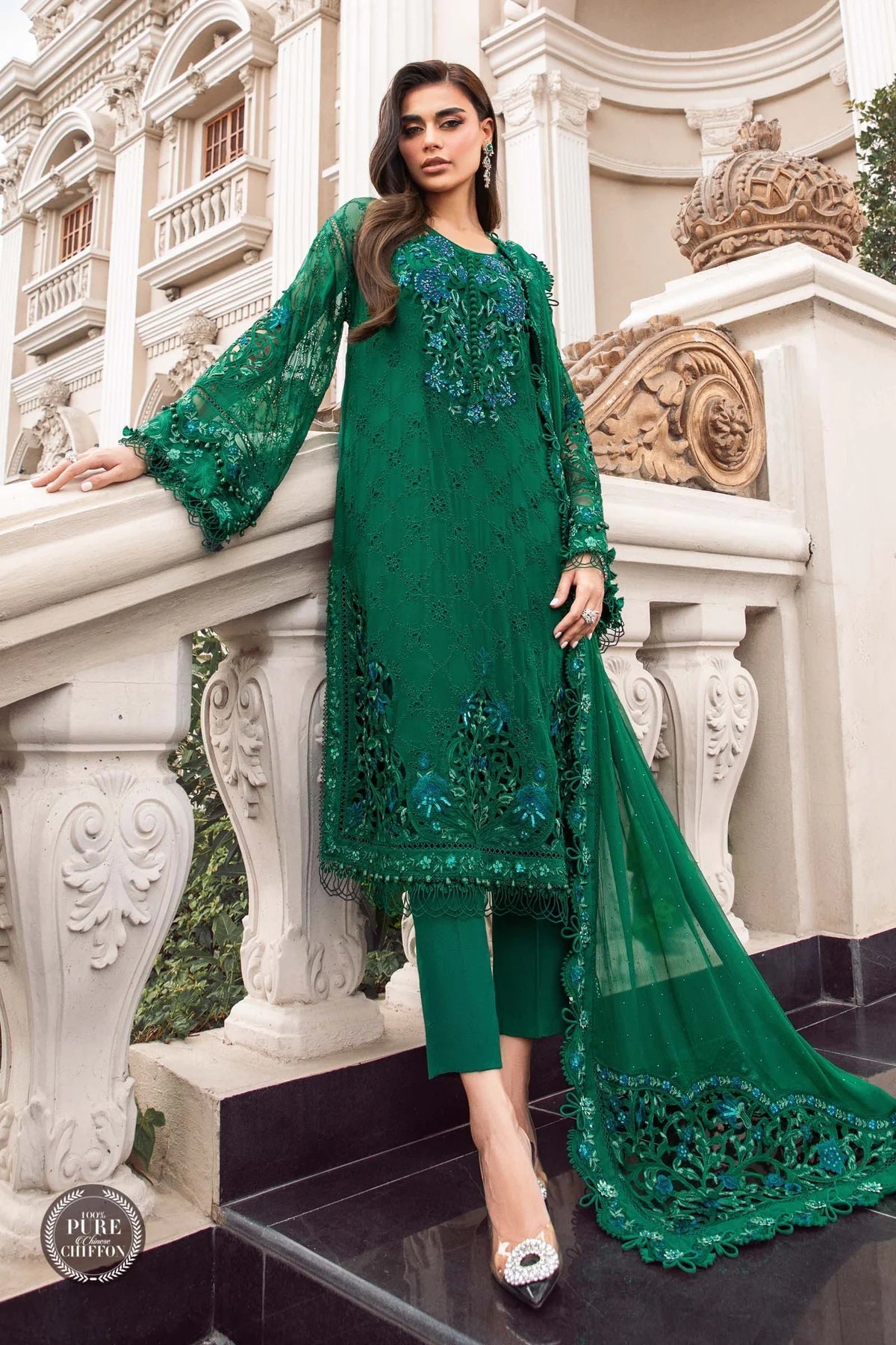 Maria B Embroidered Chiffon Dress – Ghani Cloth house