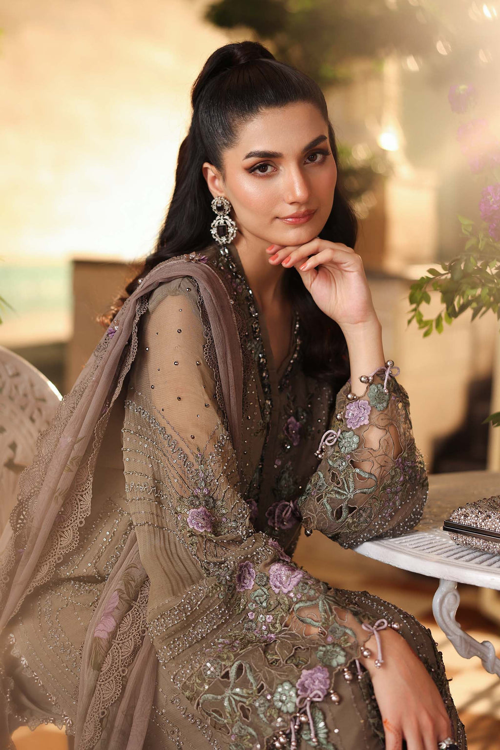 Maria B Embroidered Chiffon Dress