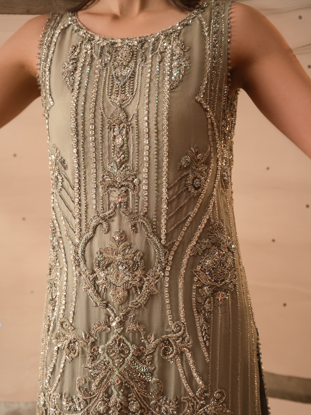 Pure Tussel Silk Handwork Suit