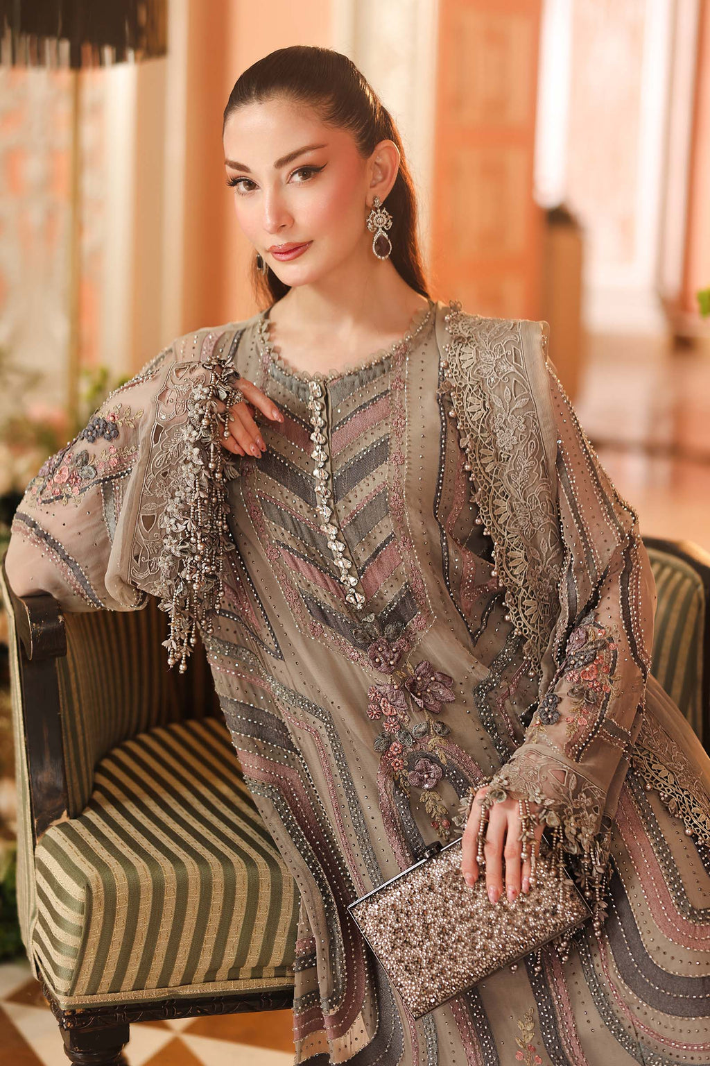 Maria B Embroidered Luxury Chiffon Dress