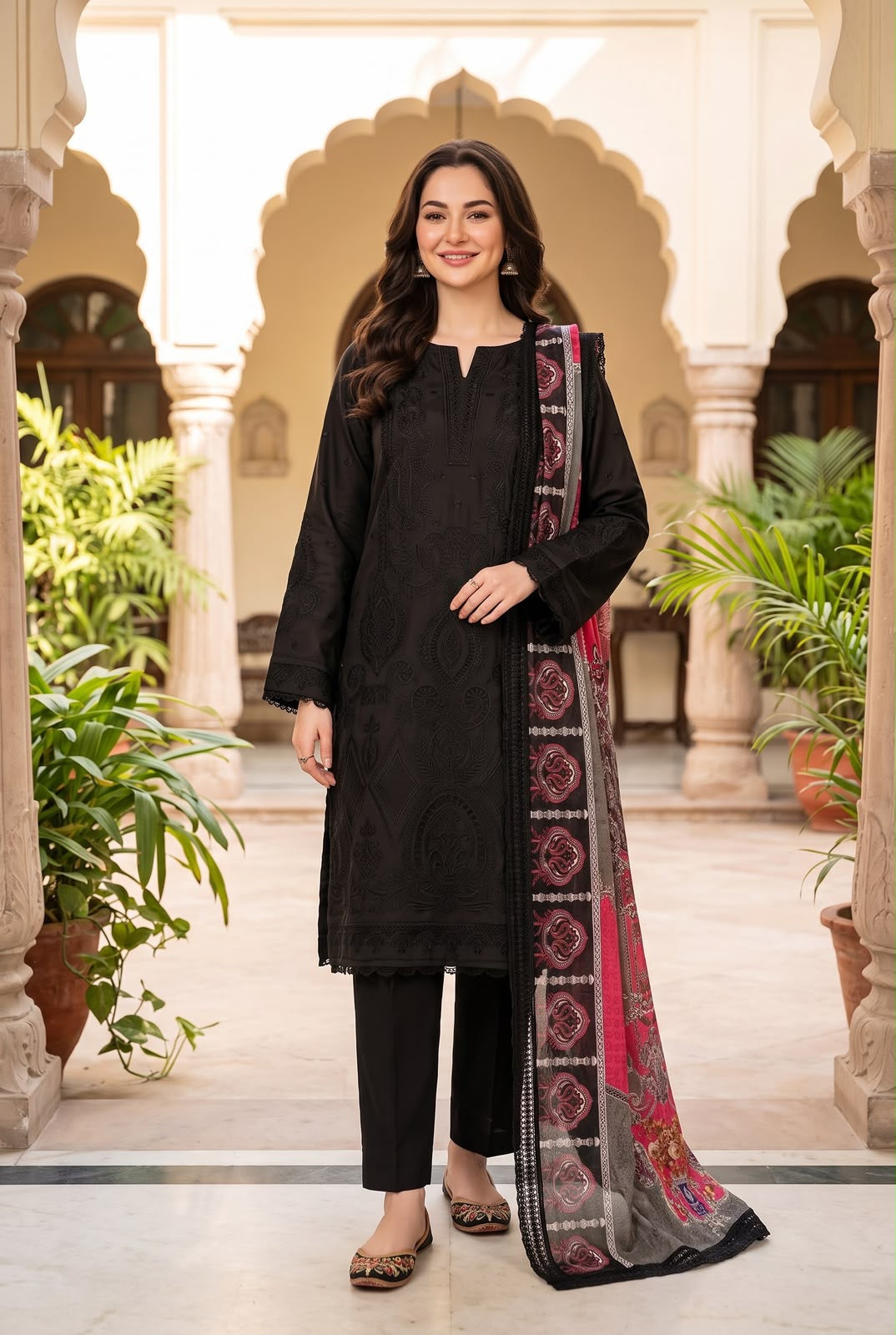 Embroidered Latest Shamooz Silk Dress