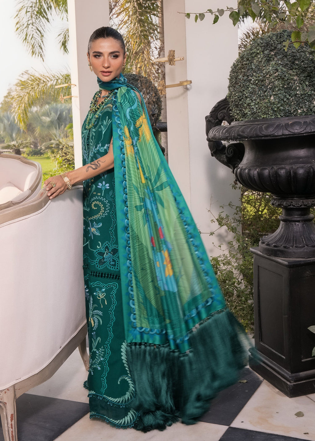 Crimson Embroidered Luxury Lawn