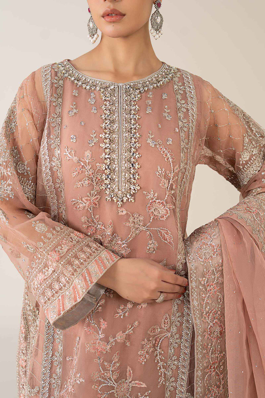 Maria B Embroidered Tussal Silk Suit