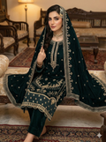 Embroidered Velvet 3 Pc Suit