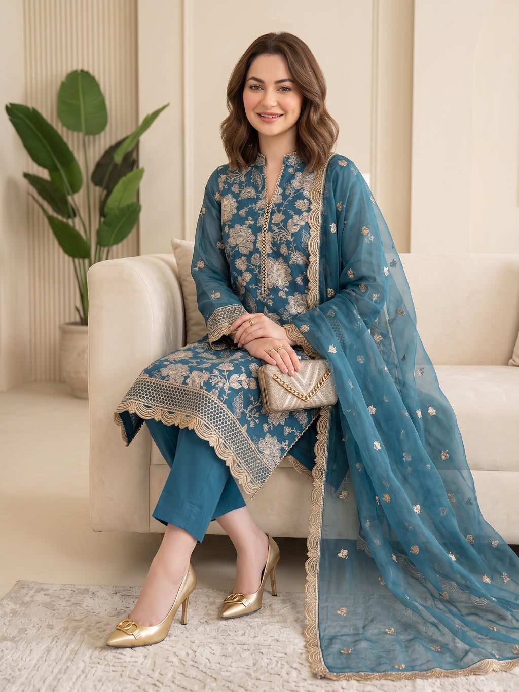 Embroidered Khaadi Net Suit