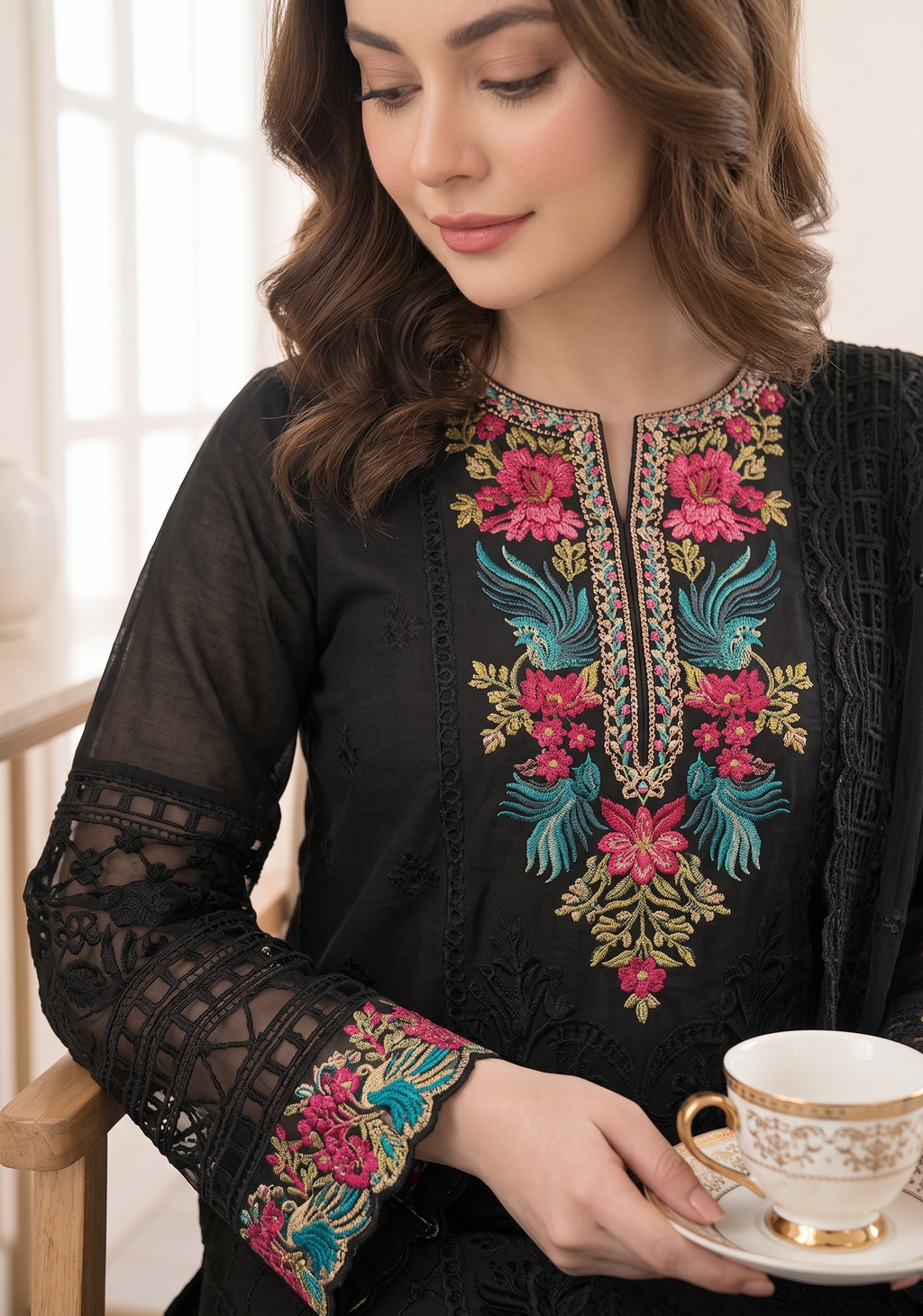 Maria B Embroidered Organza Suit