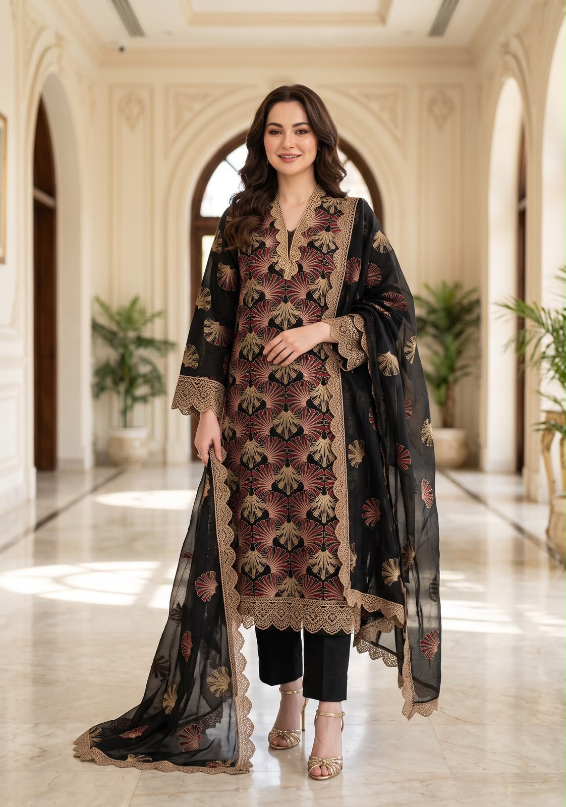 Embroidered Mid Season Cotton Suit