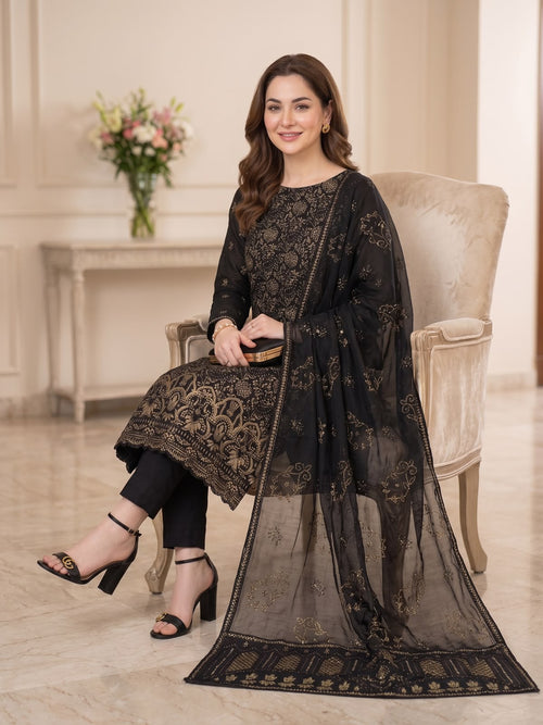 Embroidered Organza Suit