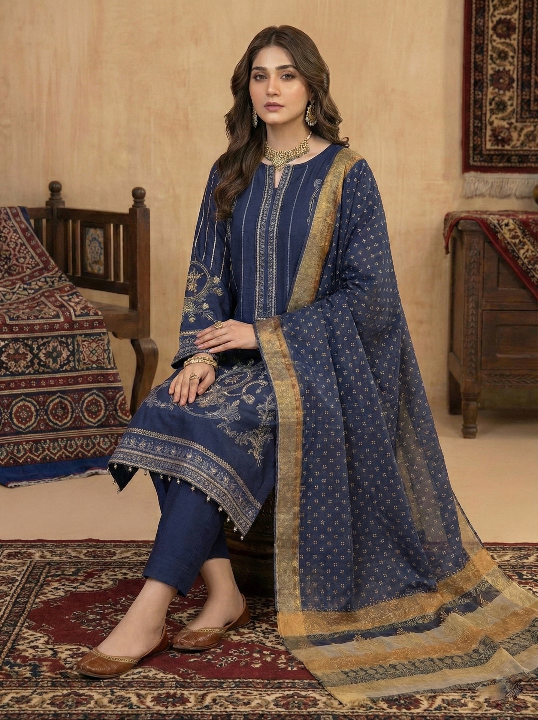 Ghani Eid Creation Cotton Net 4 Pc 2026