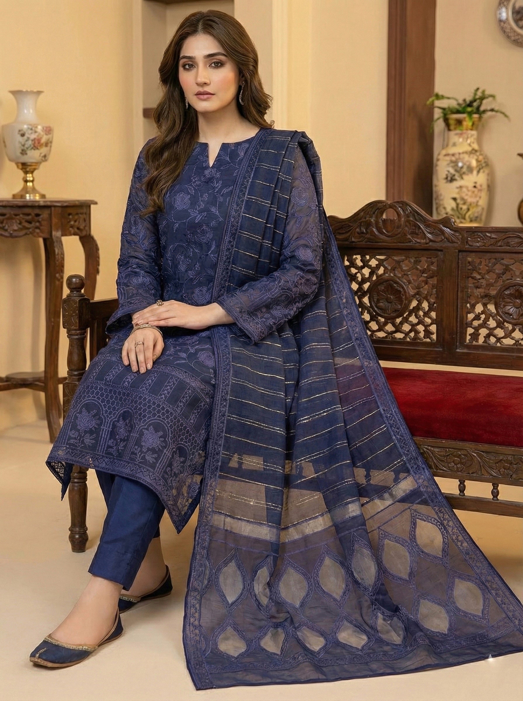 Ghani Eid Creation Cotton Net 4 Pc 2026