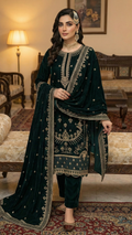 Embroidered Velvet 3 Pc Suit