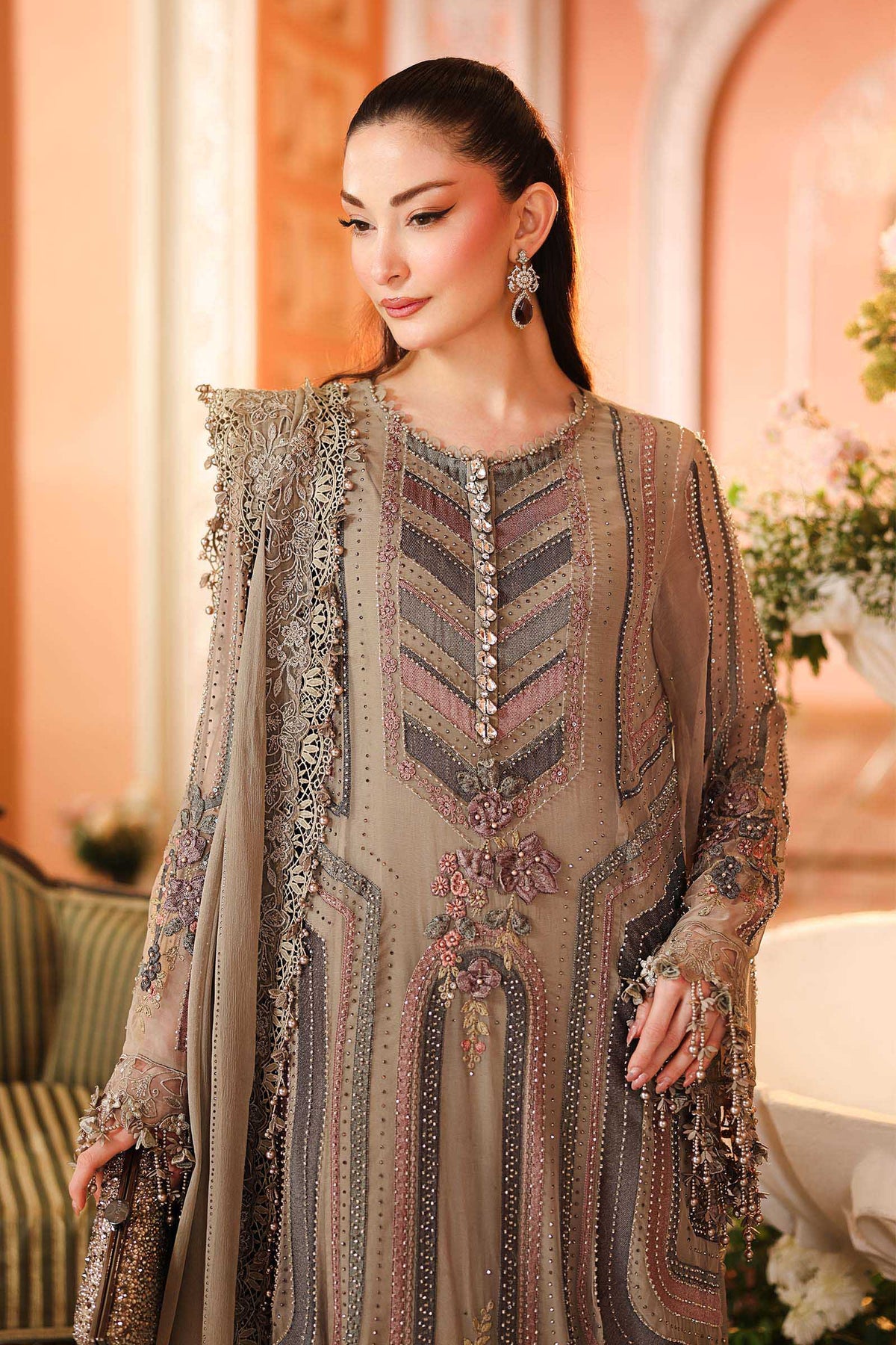 Maria B Embroidered Luxury Chiffon Dress