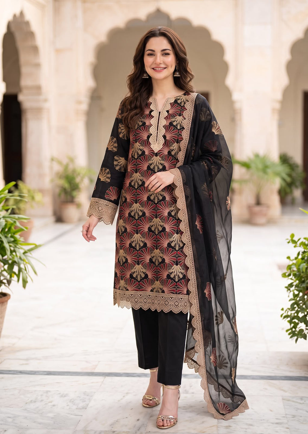Embroidered Mid Season Cotton Suit