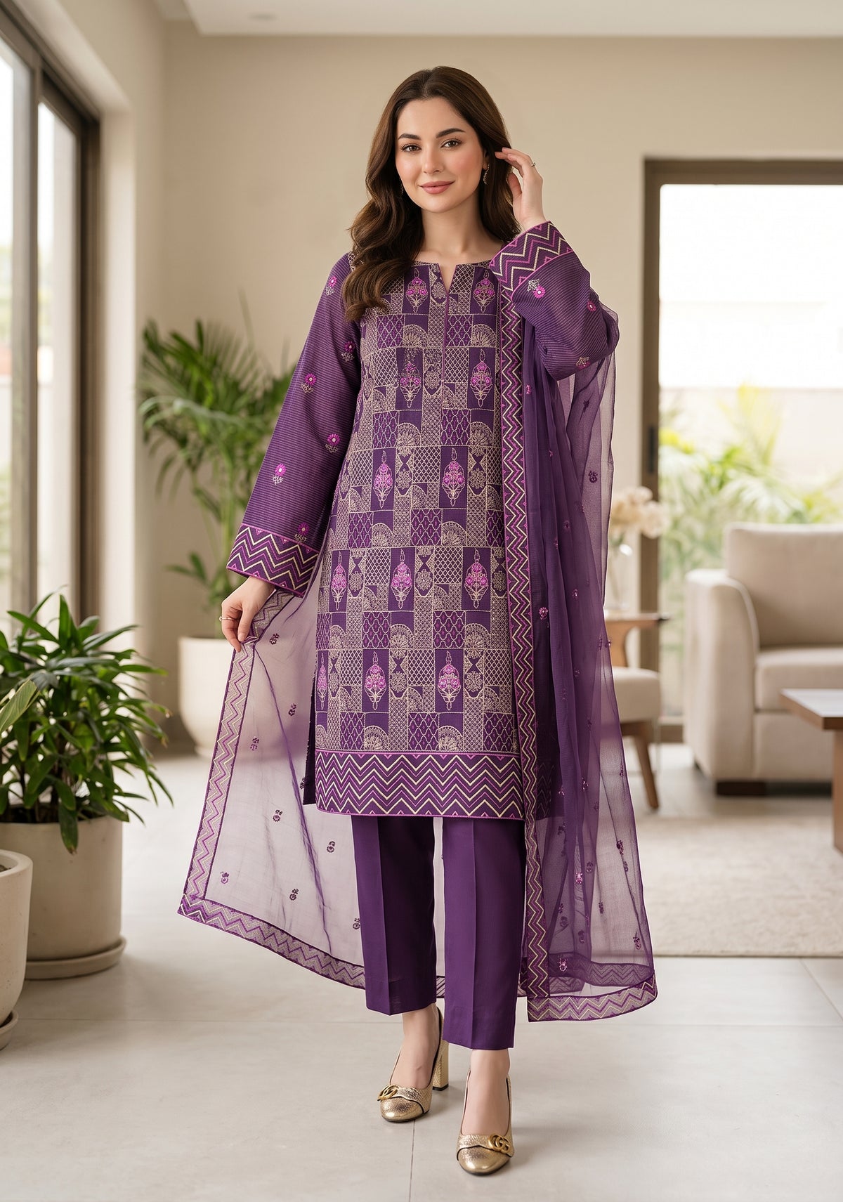 Embroidered Khaadi Net Suit