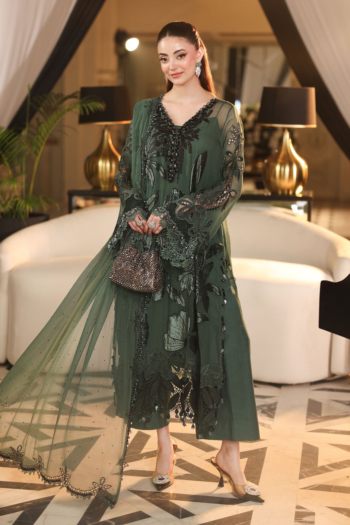 Maria B Embroidered Luxury Chiffon Dress