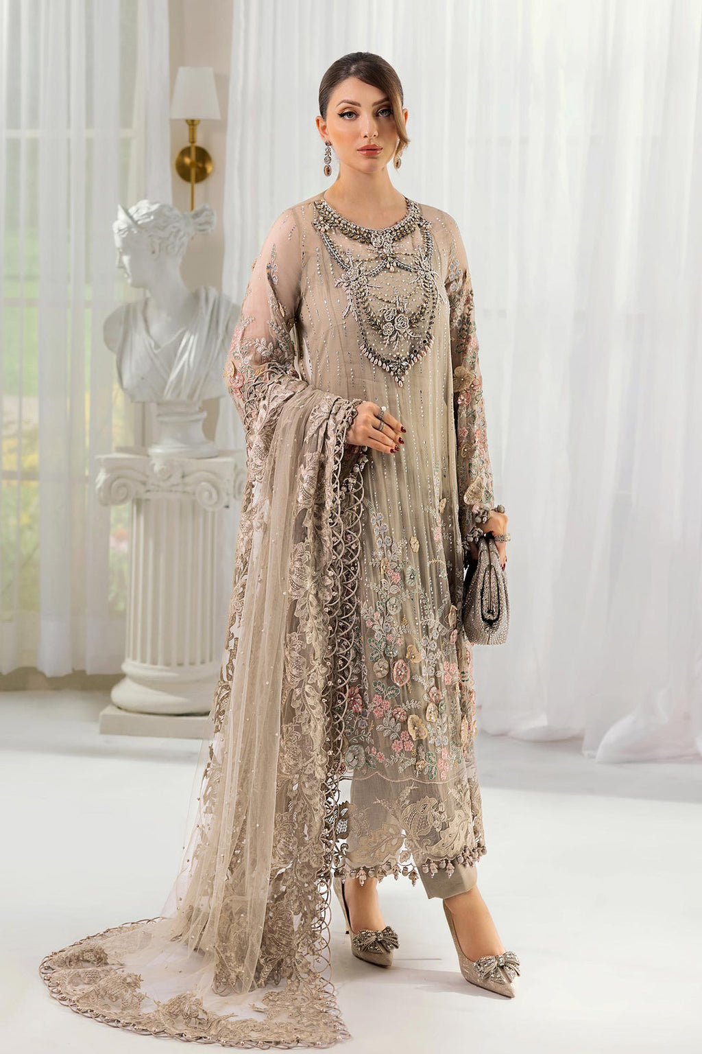 Maria B Embroidered Chiffon Suit