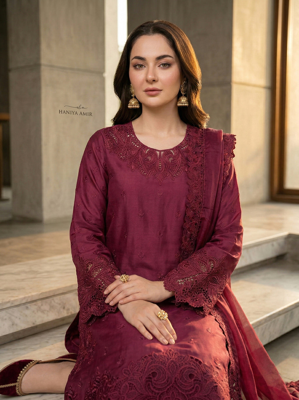 Embroidered Shamooz Silk Unstitched Suit