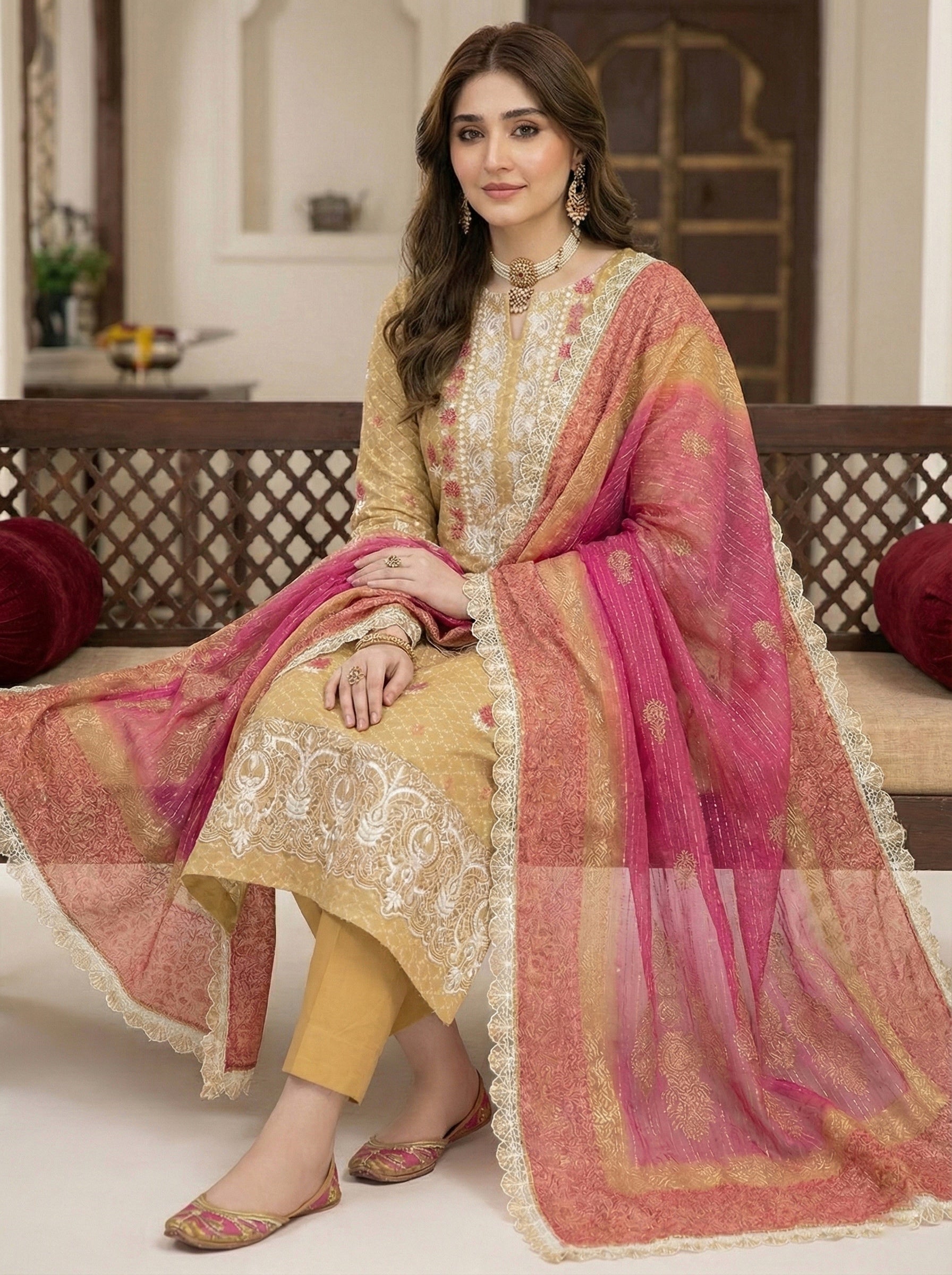 Ghani Eid Creation Cotton Net 4 PC 2026