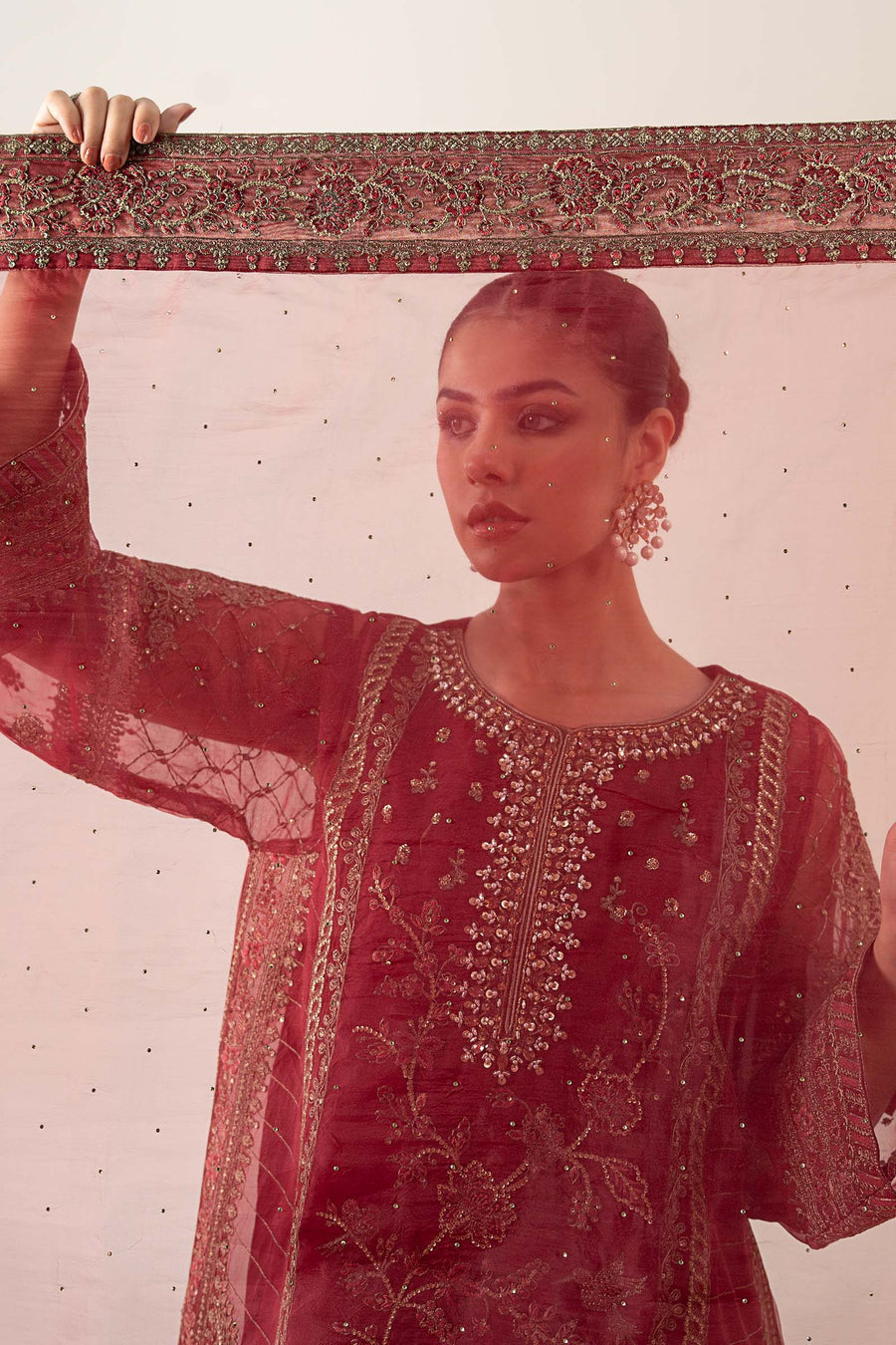 Maria B Embroidered Tussal Silk Suit