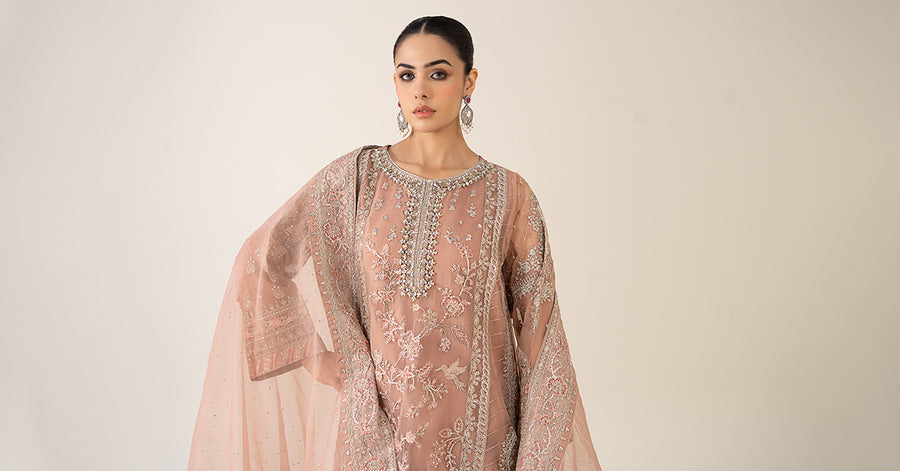 Maria B Embroidered Tussal Silk Suit