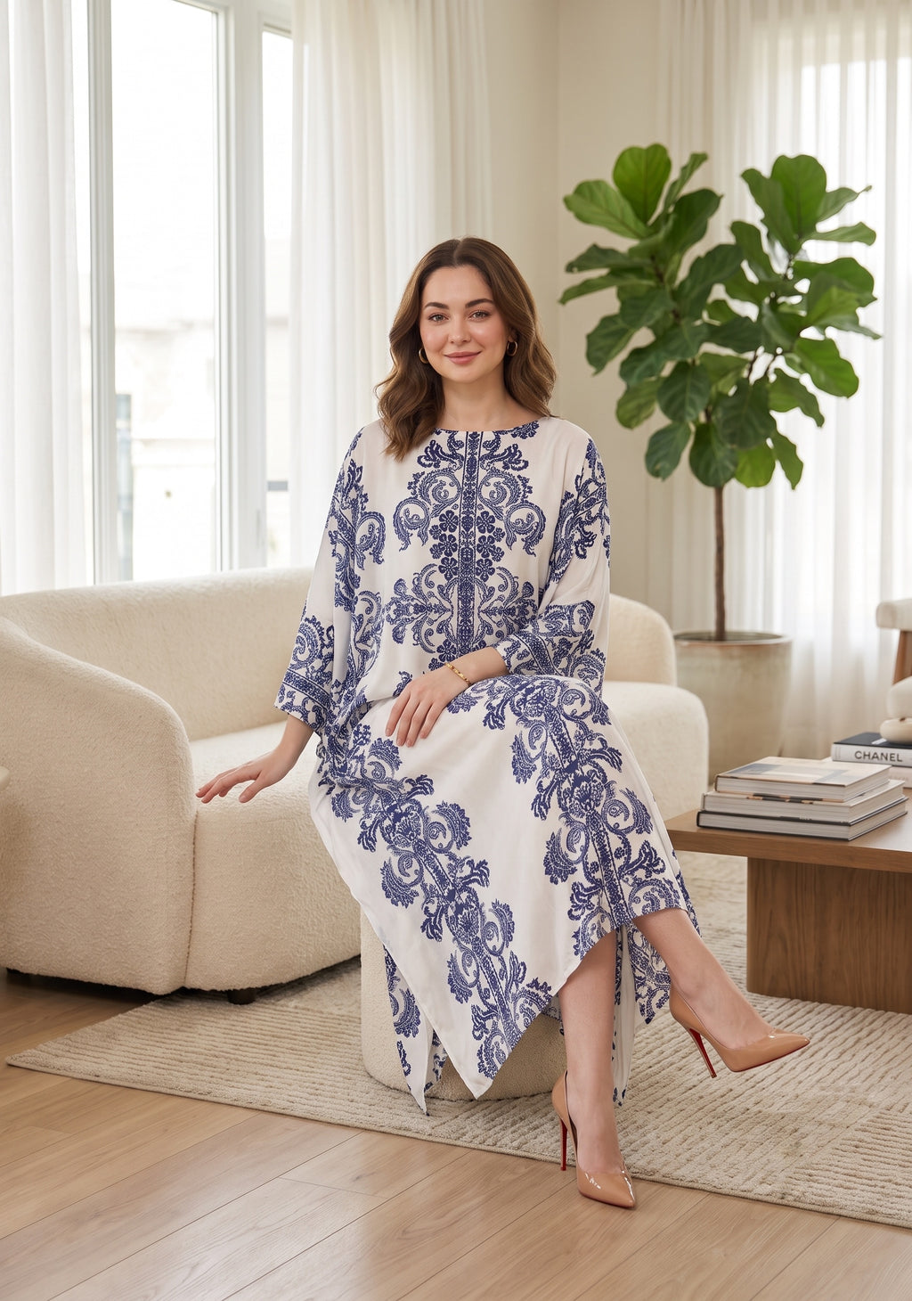 Printed Shamooz Silk Kaftan