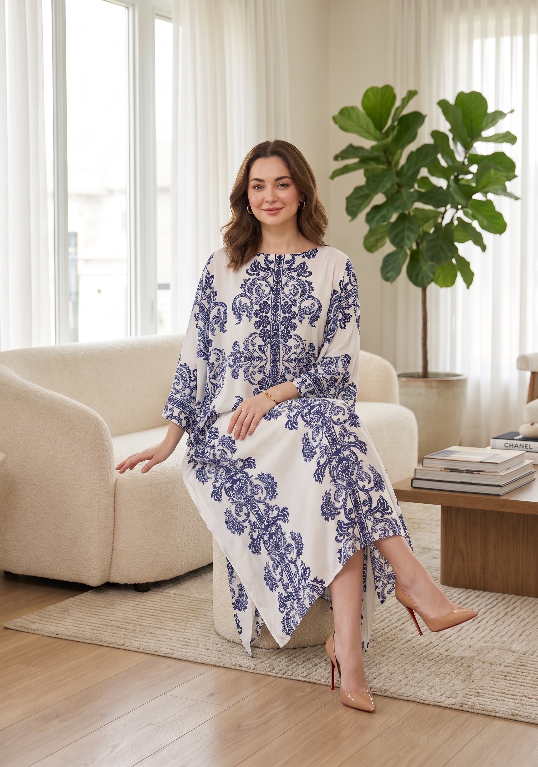 Printed Shamooz Silk Kaftan