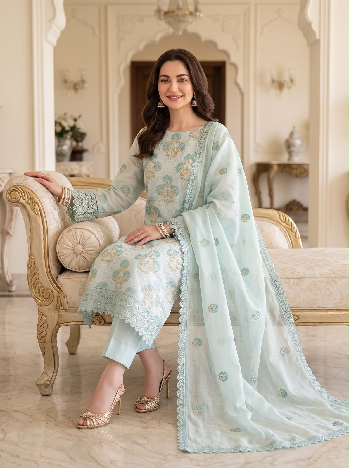 Embroidered Mid Season Cotton Suit