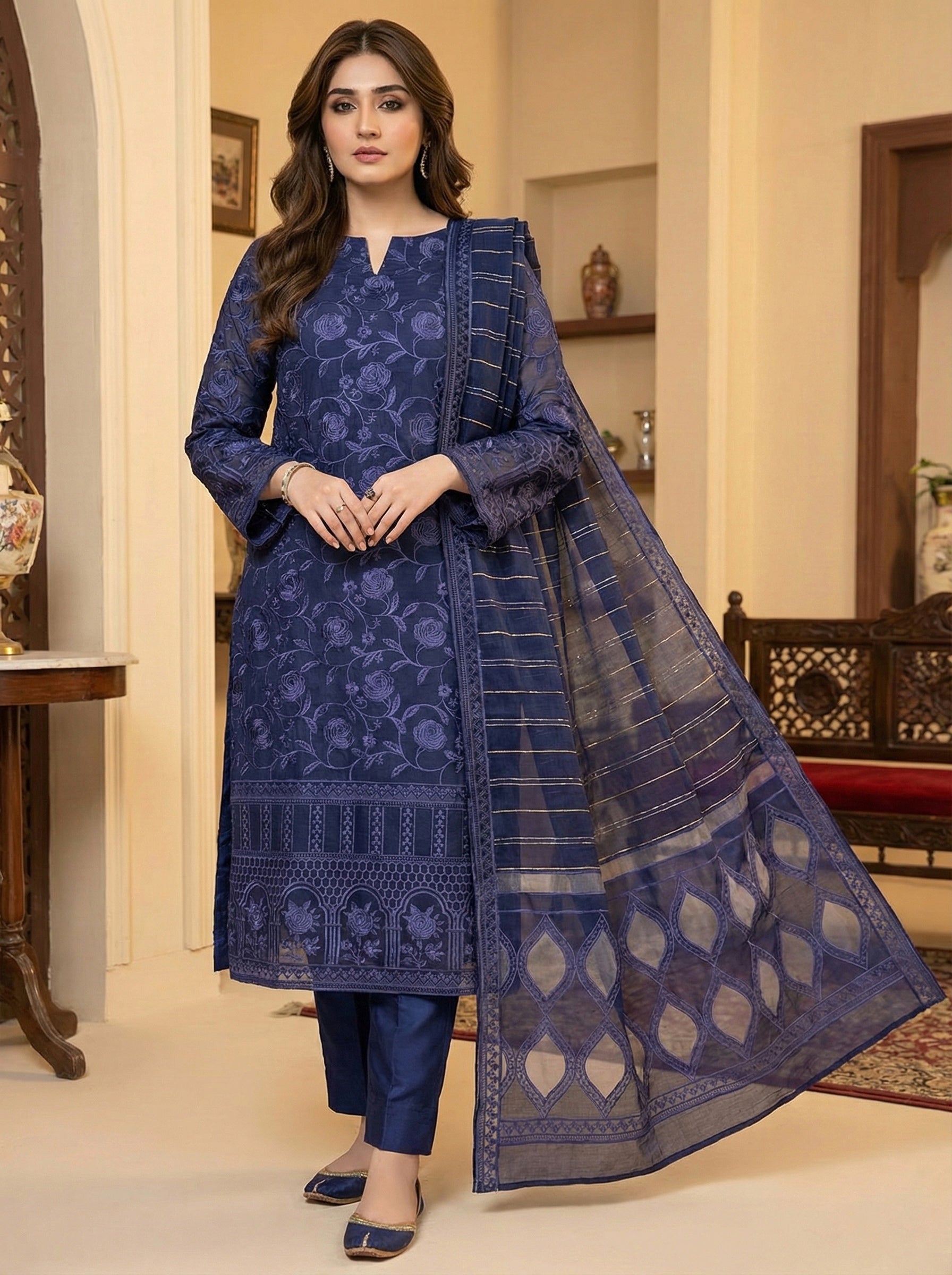 Ghani Eid Creation Cotton Net 4 Pc 2026