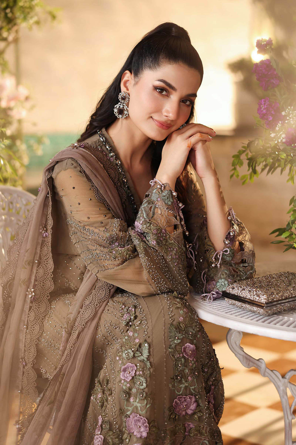 Maria B Embroidered Chiffon Dress