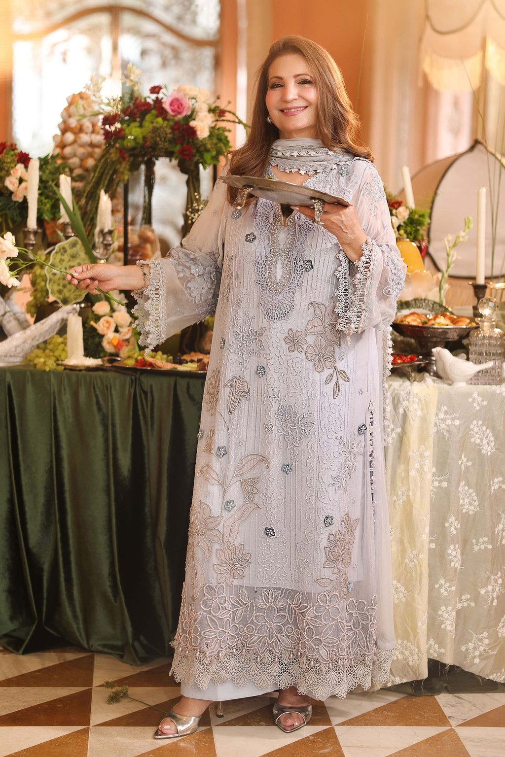 Maria B Embroidered Luxury Chiffon Dress