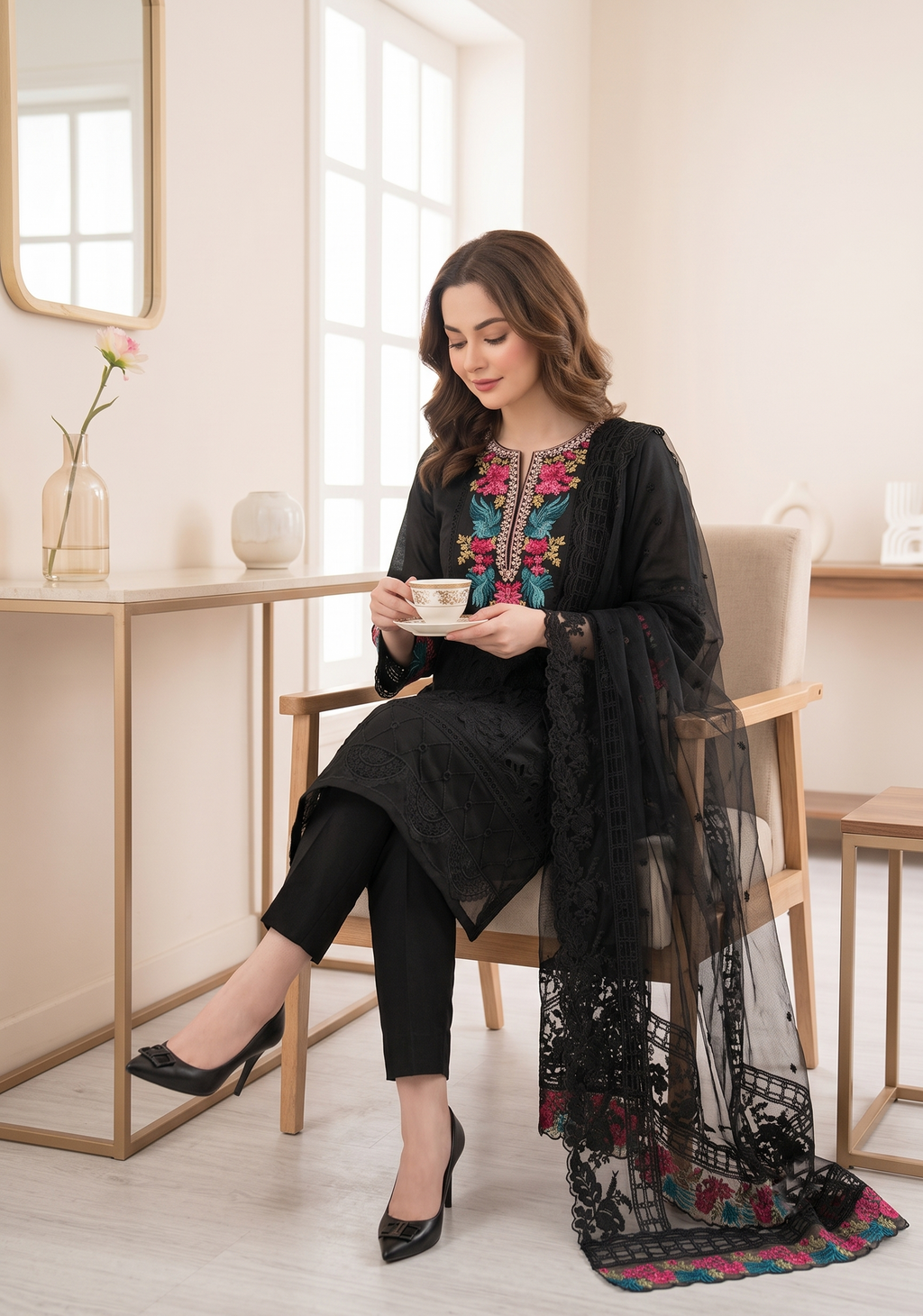 Maria B Embroidered Organza Suit