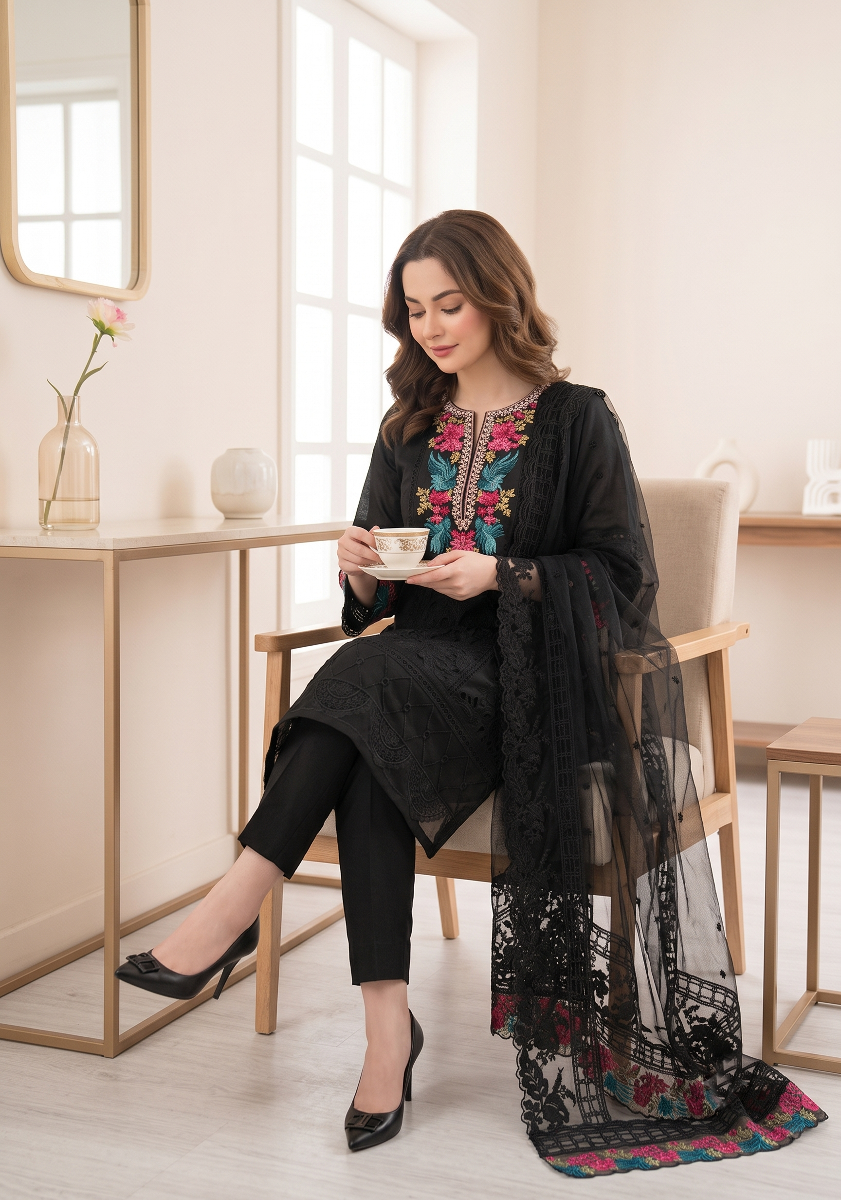 Maria B Embroidered Organza Suit
