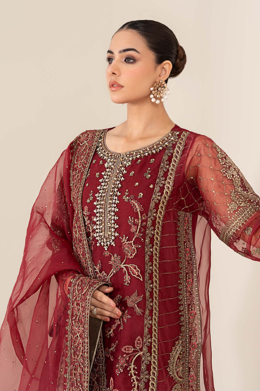 Maria B Embroidered Tussal Silk Suit