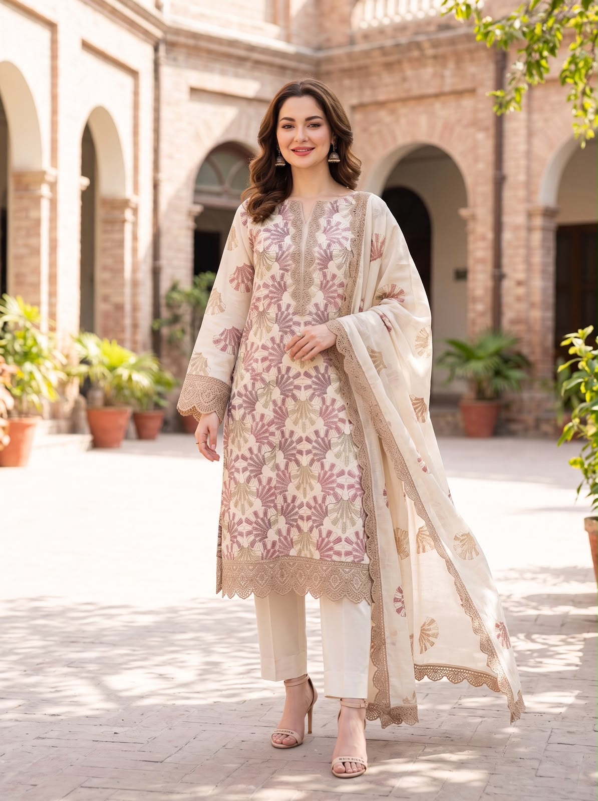 Embroidered Mid Season Cotton Suit