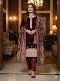 Embroidered Velvet 3Pc Suit