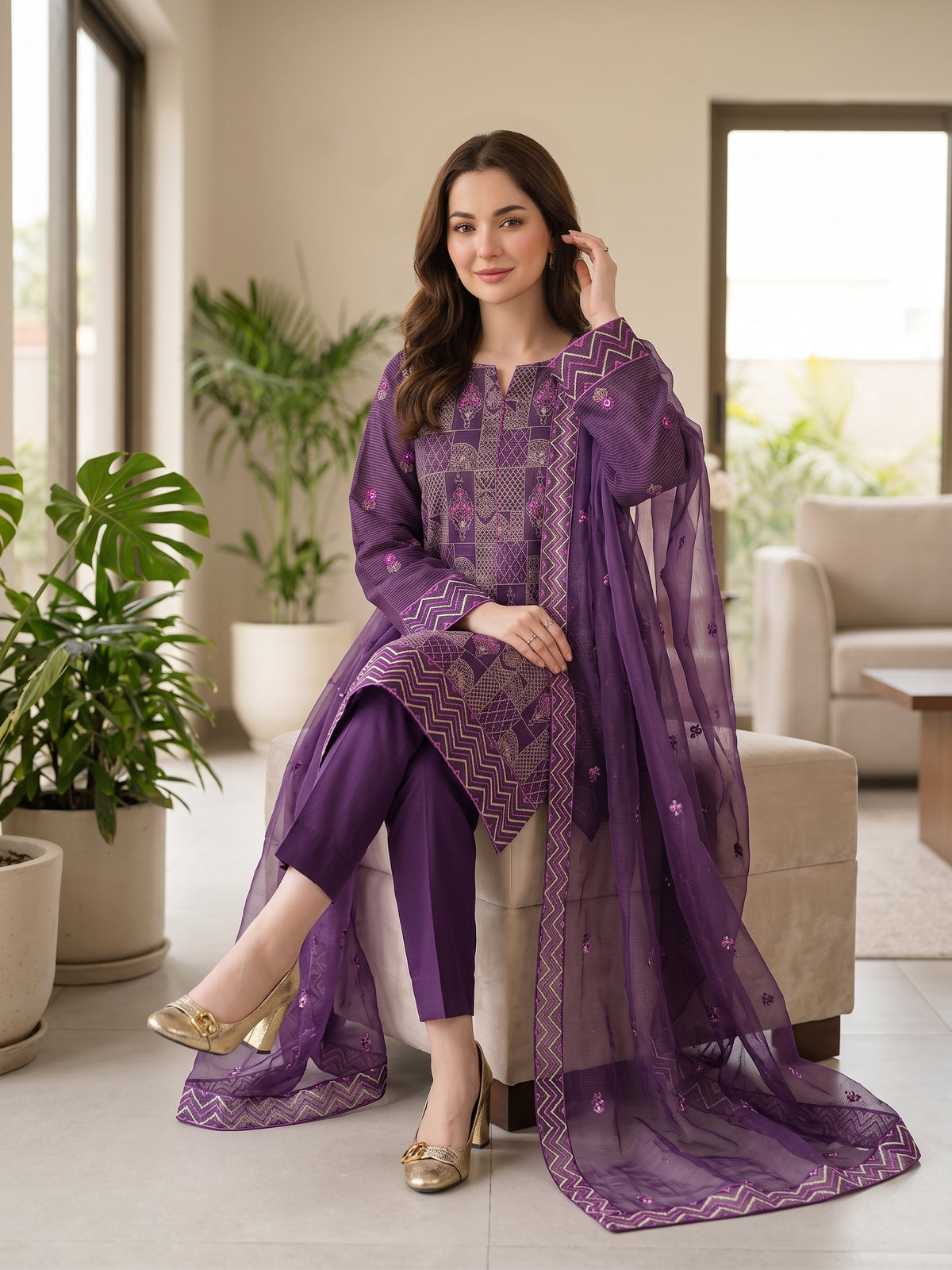 Embroidered Khaadi Net Suit