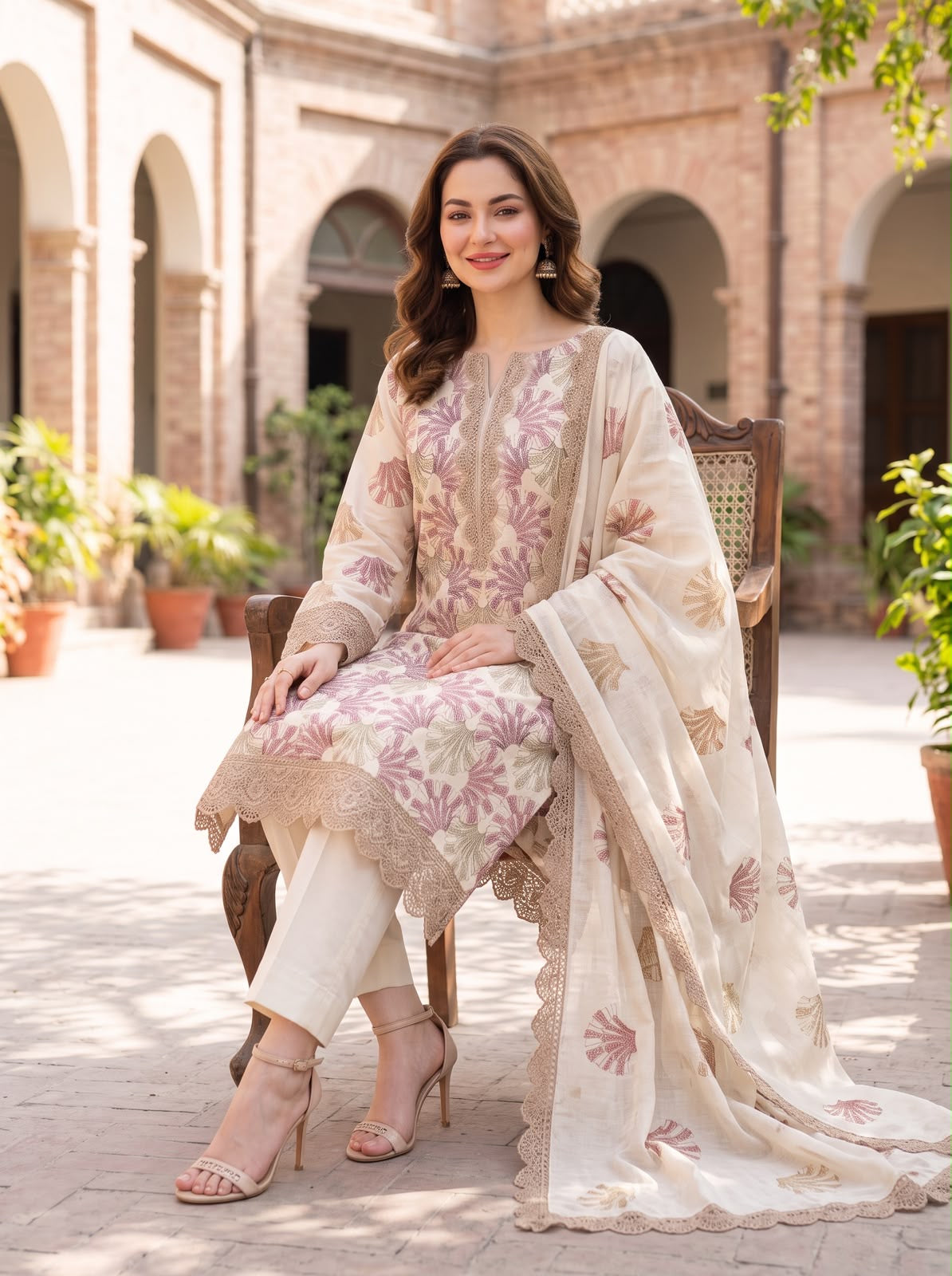 Embroidered Mid Season Cotton Suit