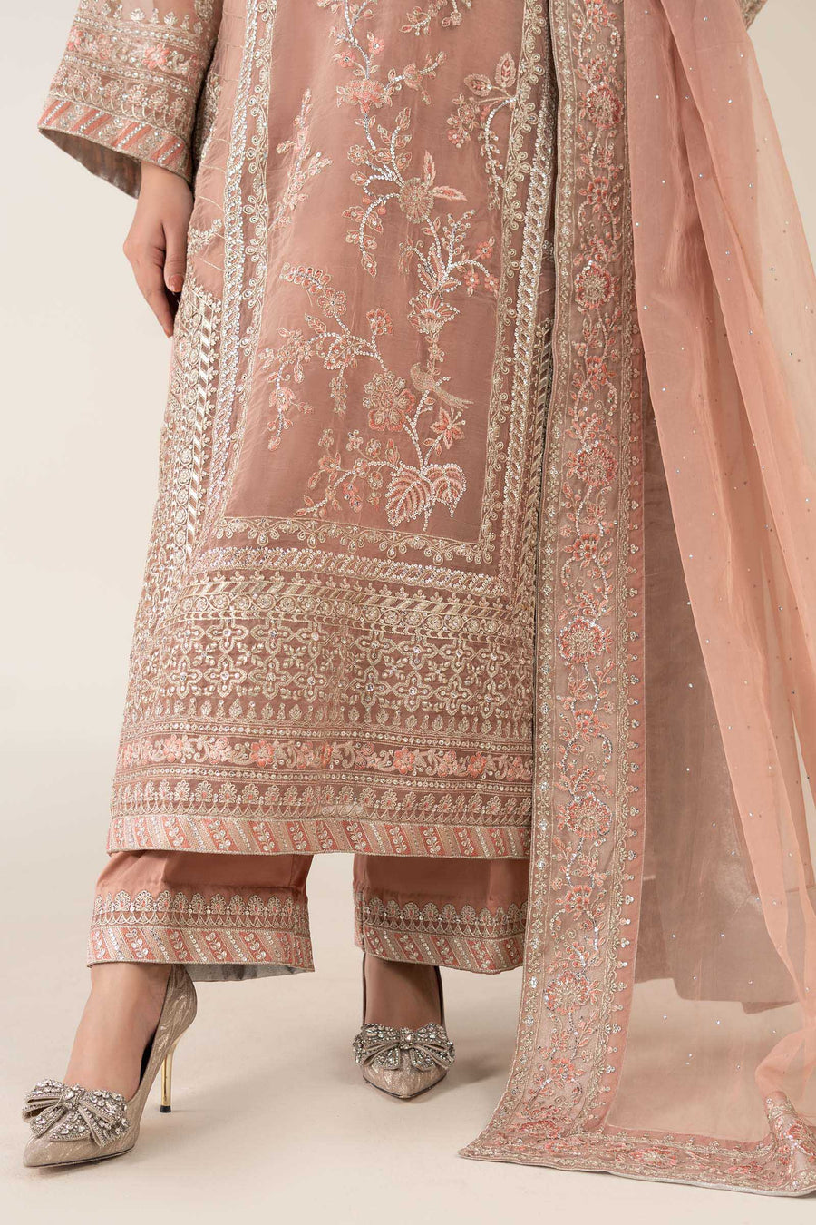 Maria B Embroidered Tussal Silk Suit