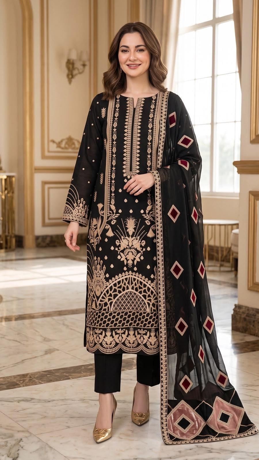 Luxury Embroidered Winter Creation