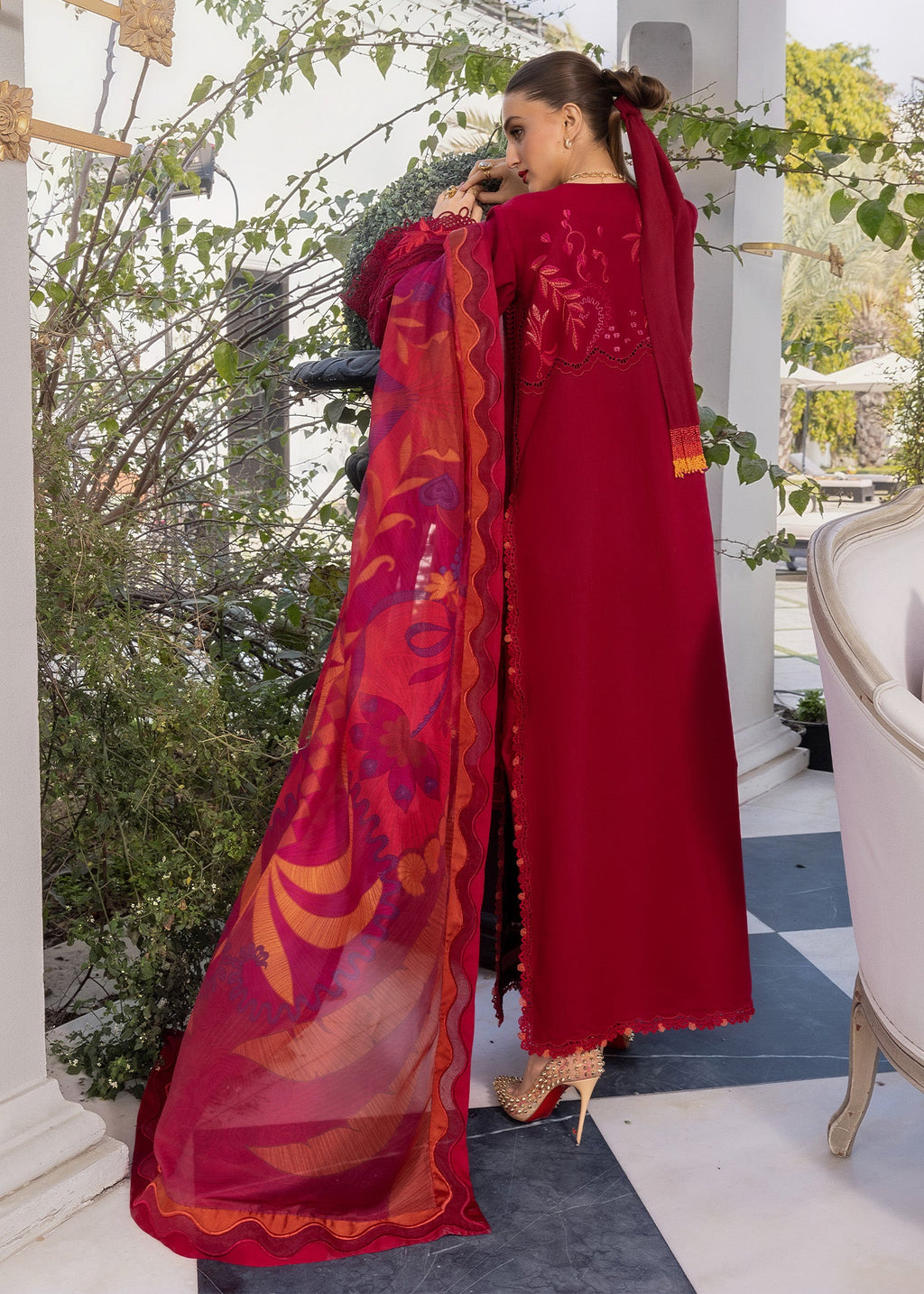 Crimson Embroidered Luxury Lawn