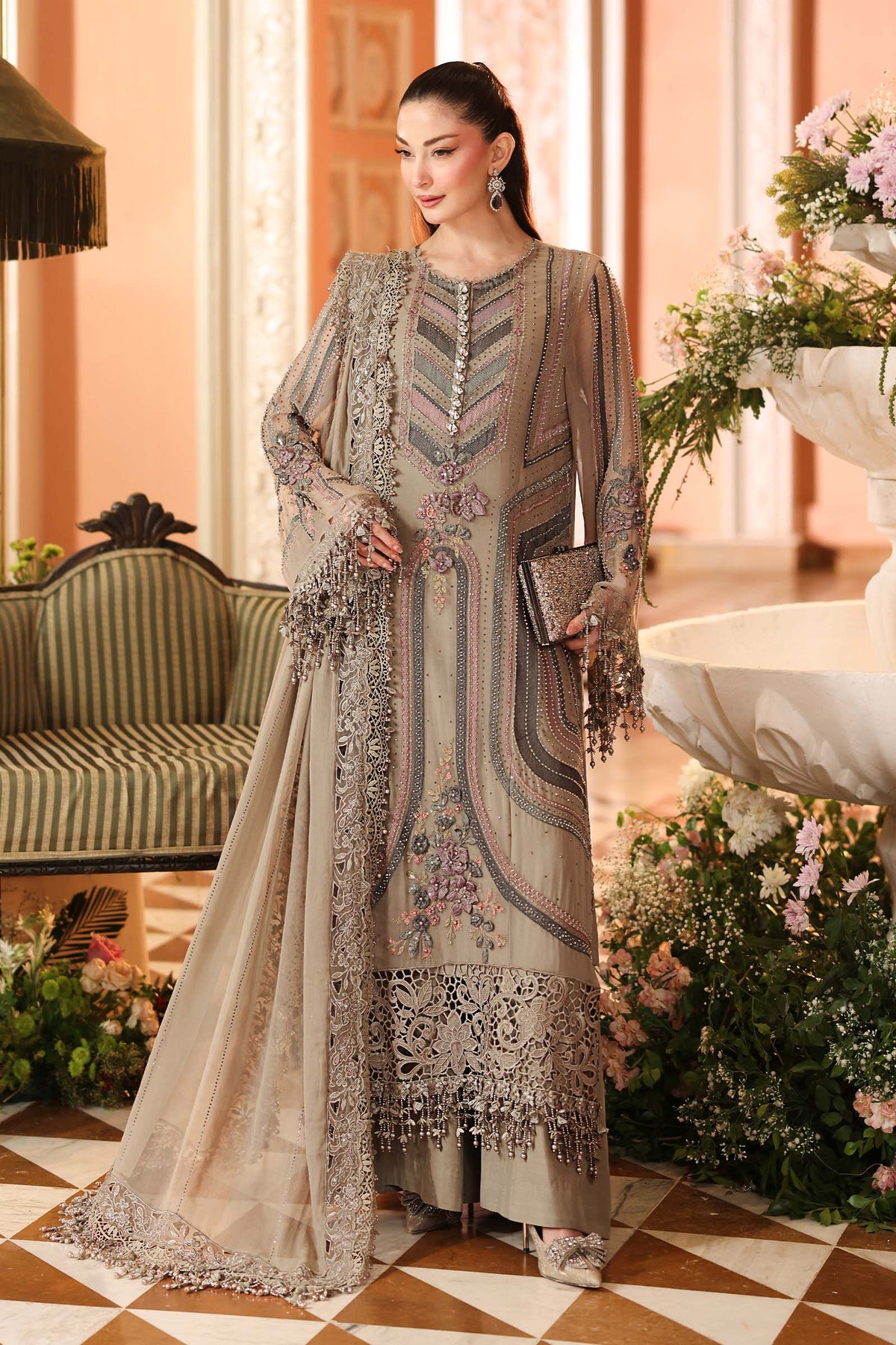 Maria B Embroidered Luxury Chiffon Dress