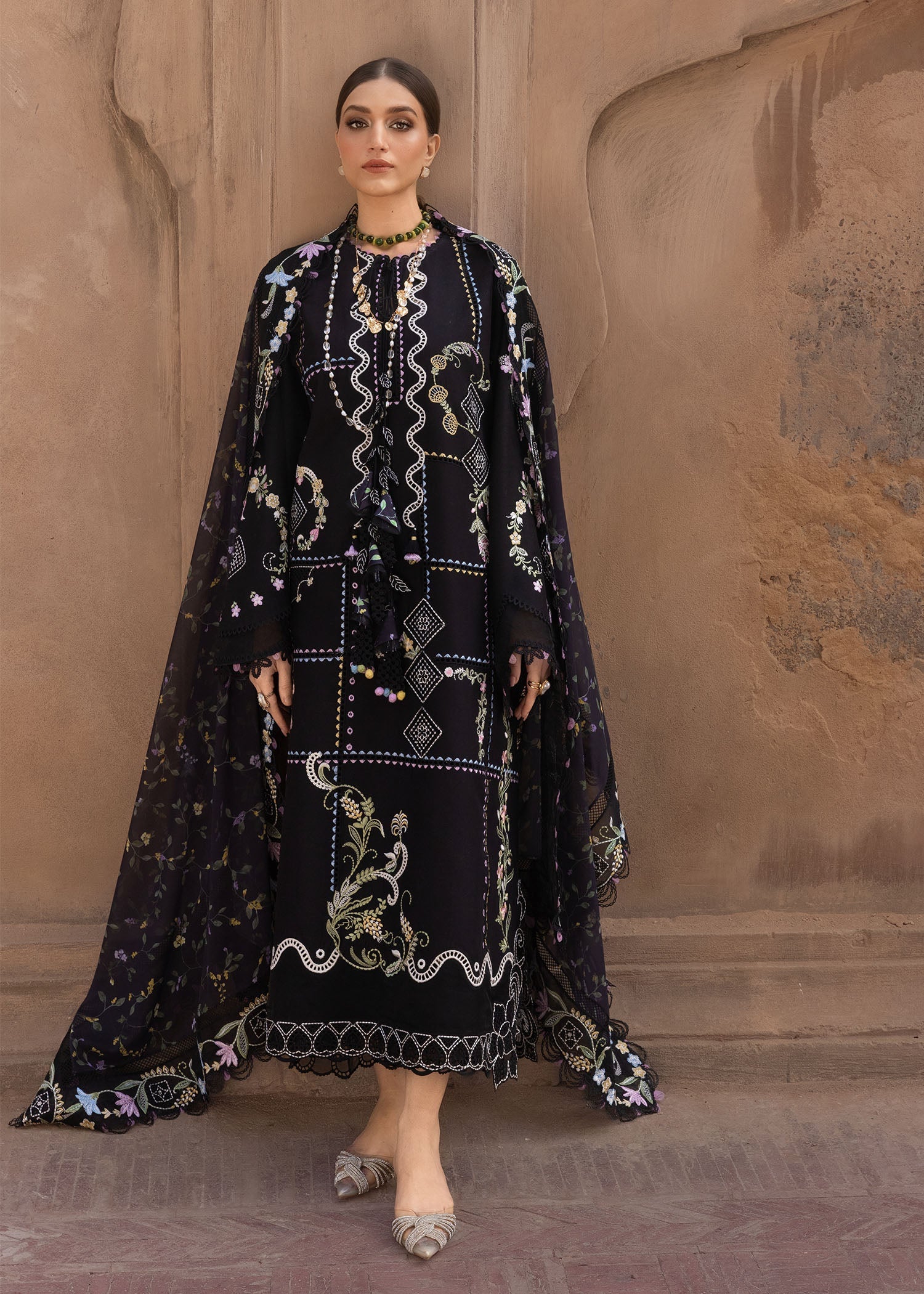 Crimson Embroidered Luxury Lawn
