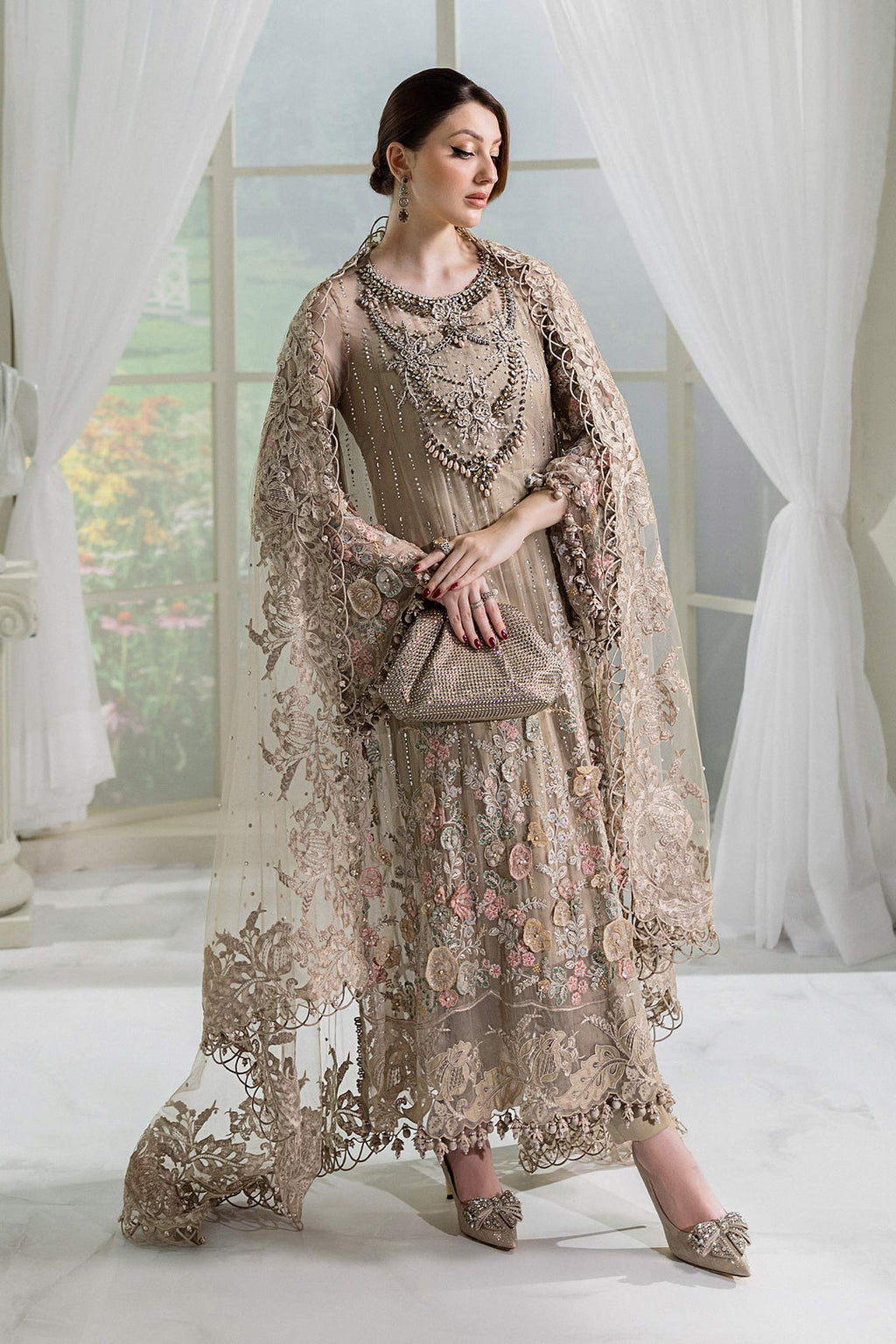Maria B Embroidered Chiffon Suit