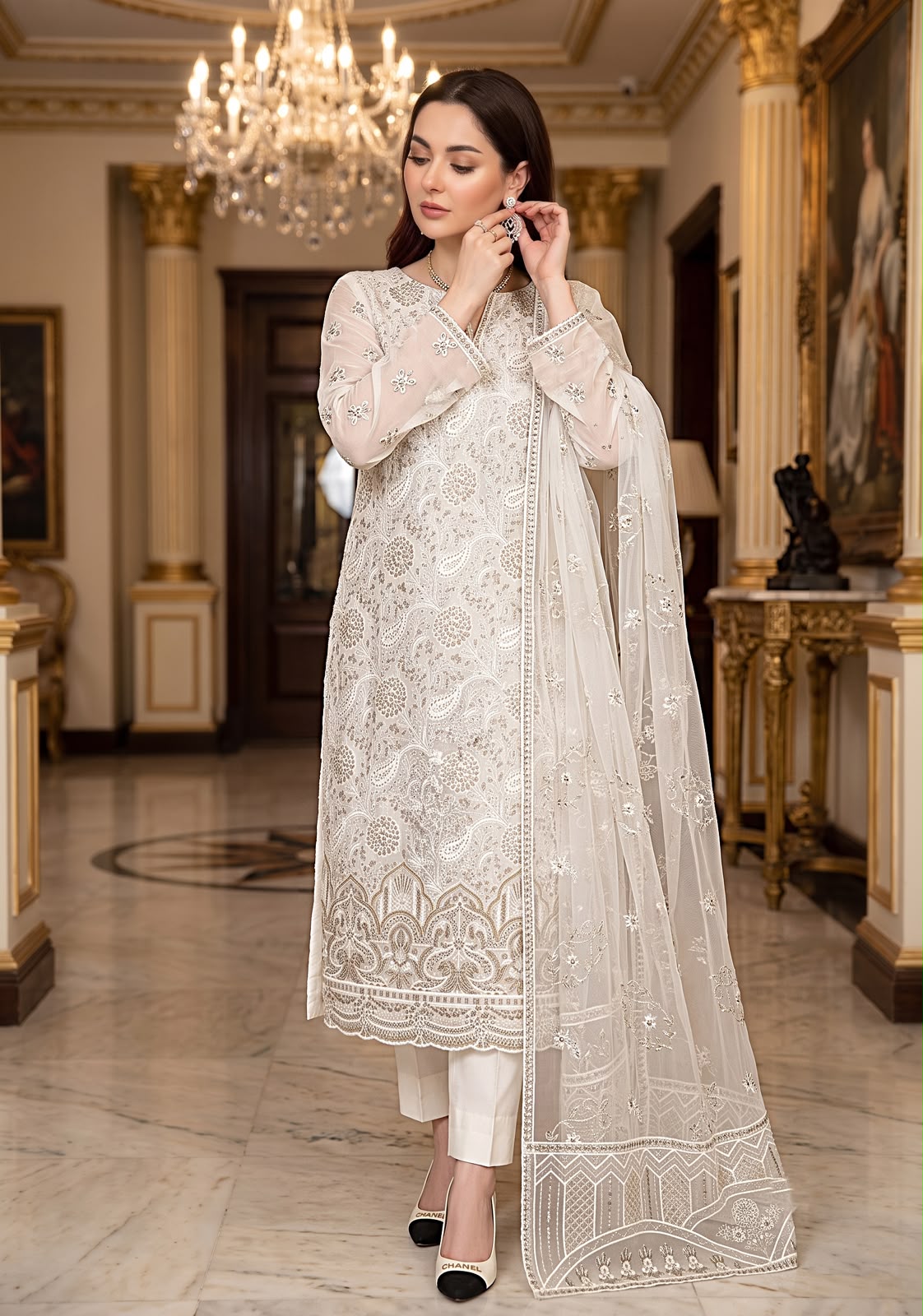Embroidered Organza Suit