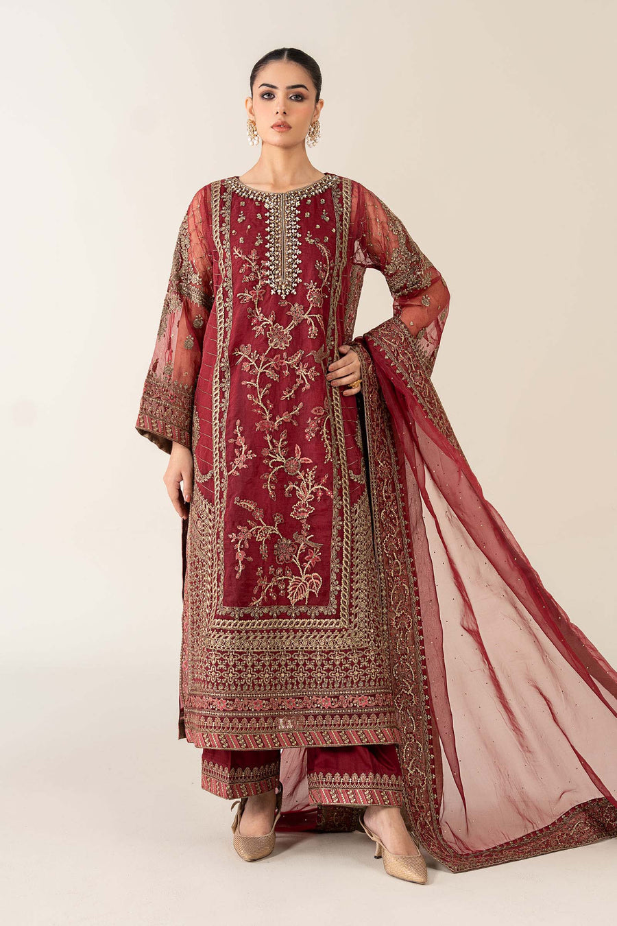 Maria B Embroidered Tussal Silk Suit