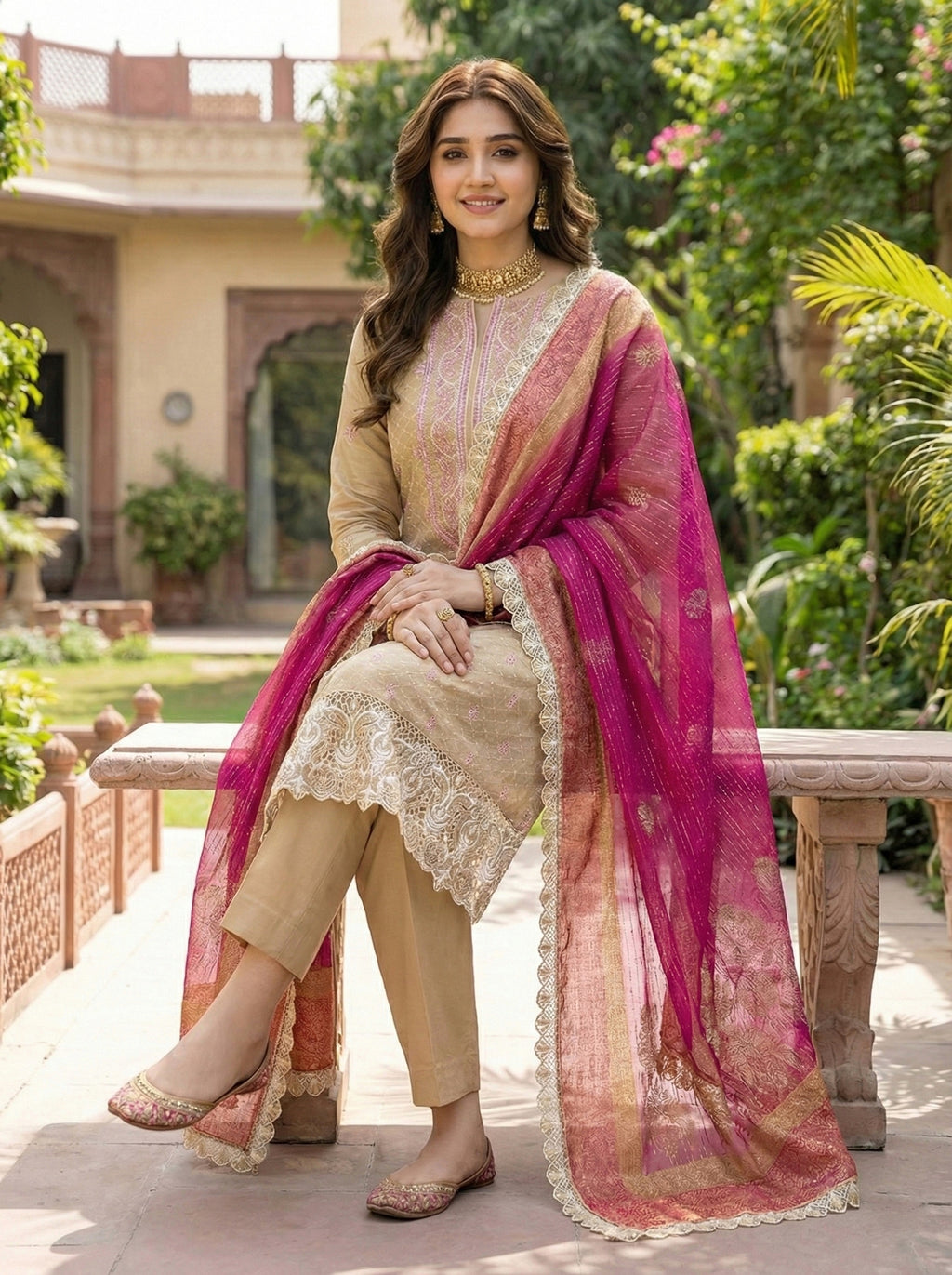 Ghani Eid Creation Cotton Net 4 PC 2026