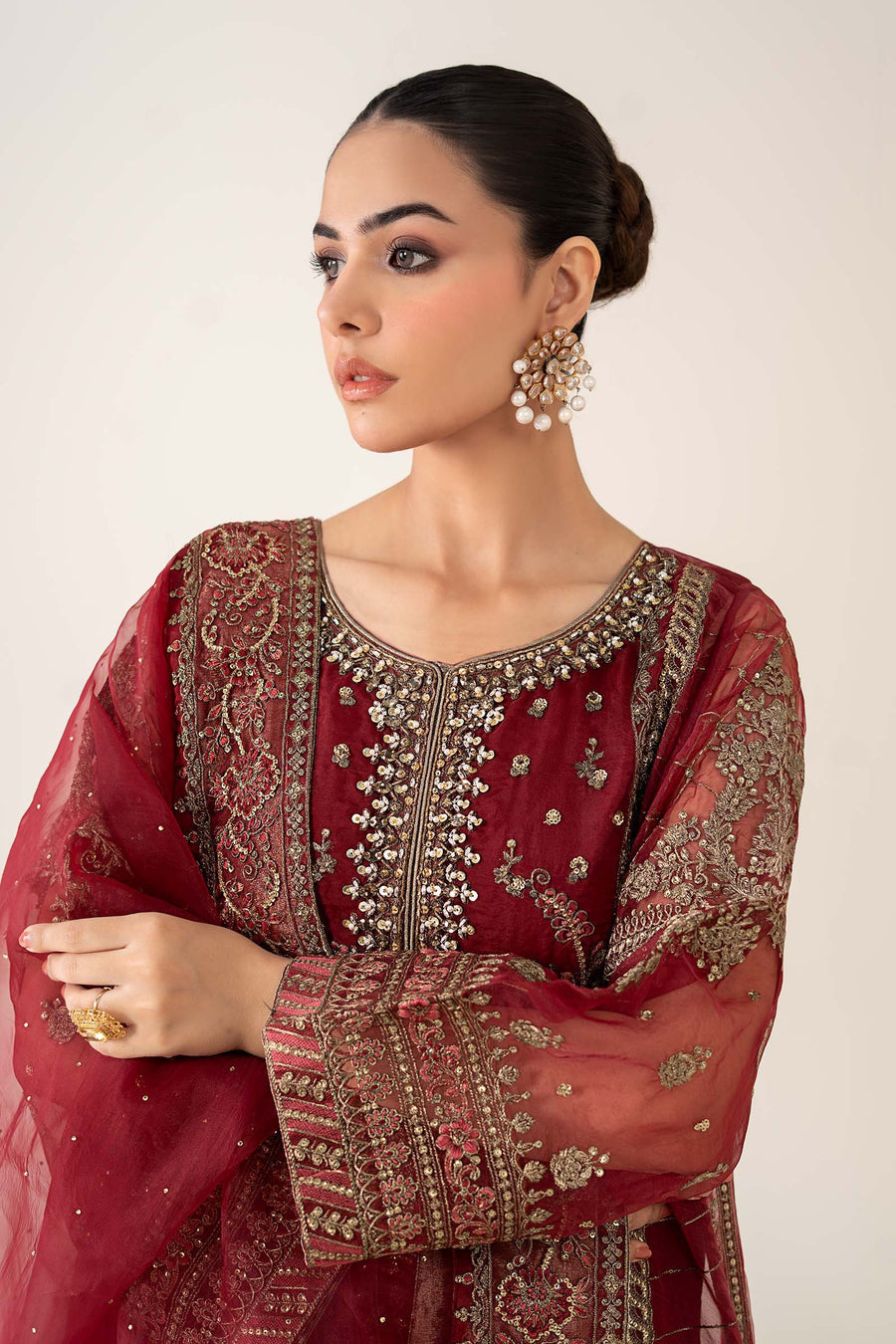 Maria B Embroidered Tussal Silk Suit
