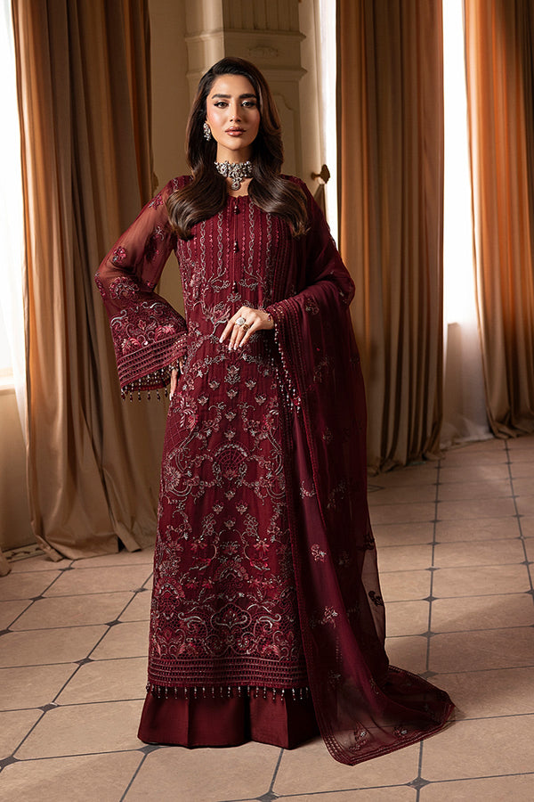 Lavish Premium Chiffon Burgundy Veil