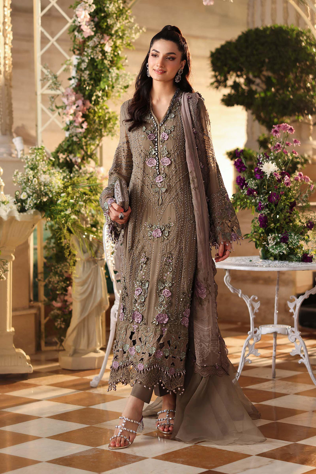Maria B Embroidered Chiffon Dress