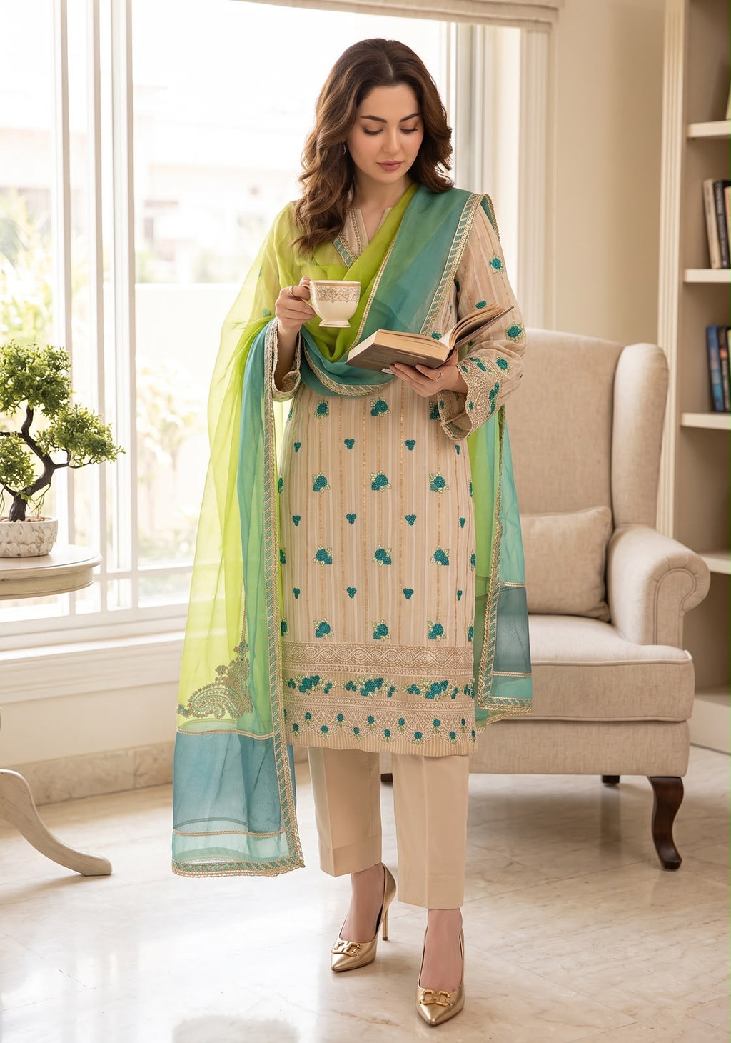 Embroidered Luxury Cotton Net Dress